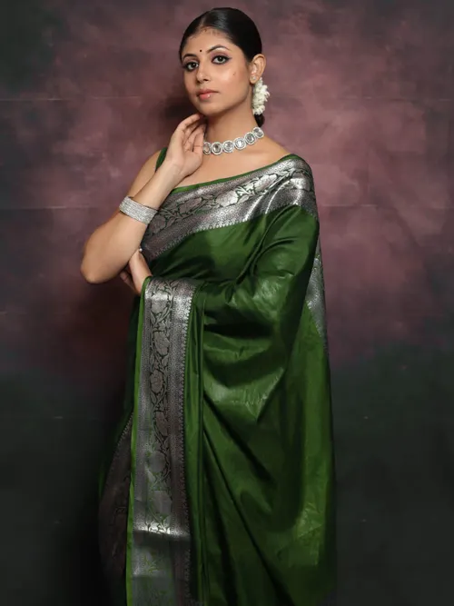 Katan Mango Silk Banarasi Jacquard Zari Border Design Saree